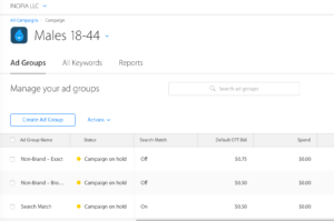 apple search ads search match